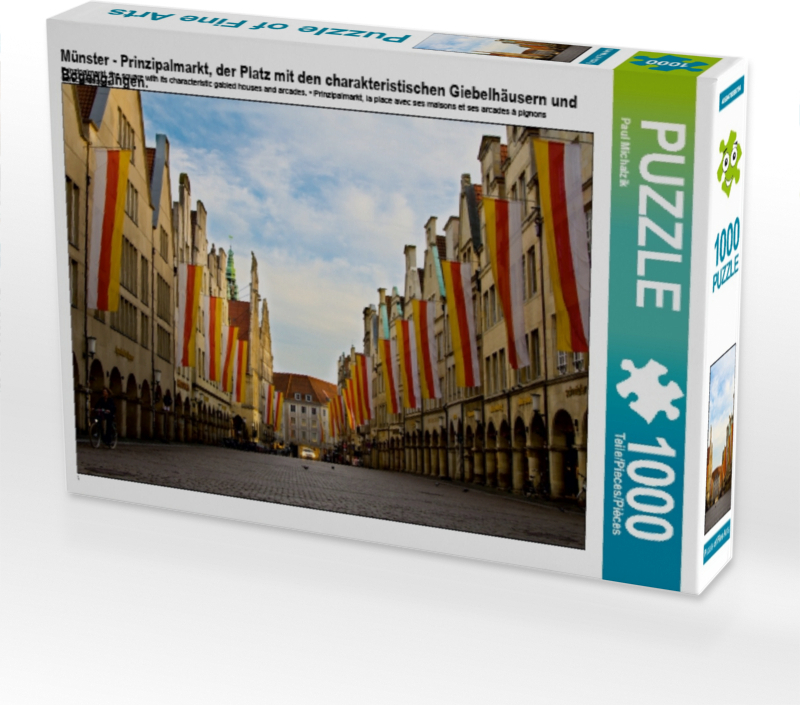 Calvendo Münster - Prinzipalmarkt, der Platz mit den charakteristischen Giebelhäusern und Bogengängen. 1000 Teile Puzzle quer 640x480mm, Michalzik Paul; 7388110