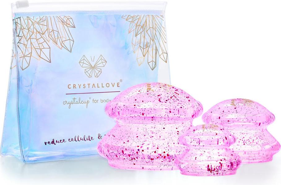 CRYSTALLOVE Silikon-Cups für die Körpermassage mit Glitzer - Rose