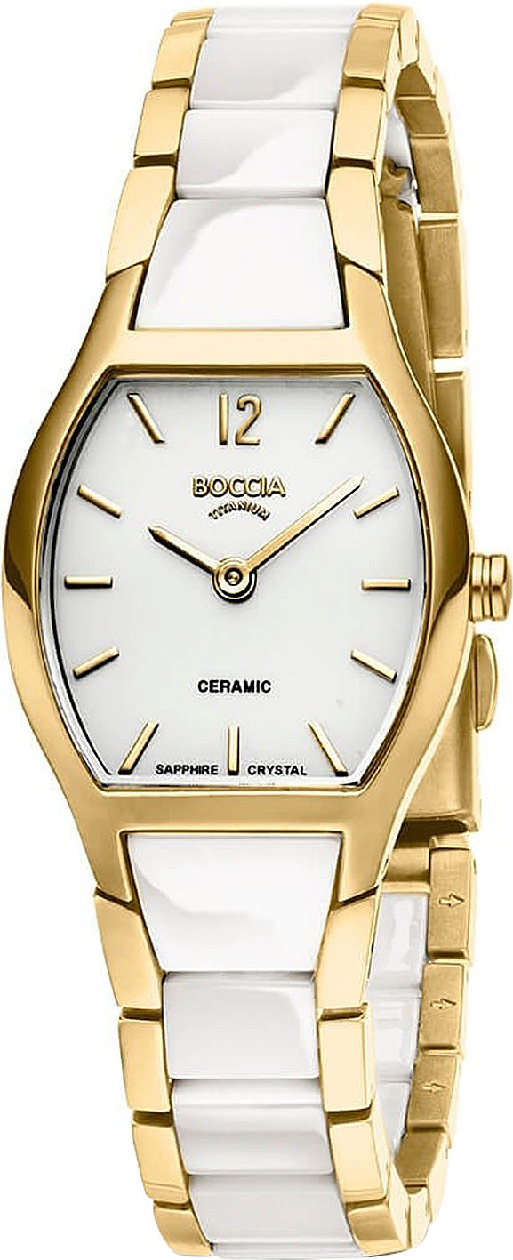 Boccia 3361-03 Dámske hodinky titánové zlaté/keramické biele