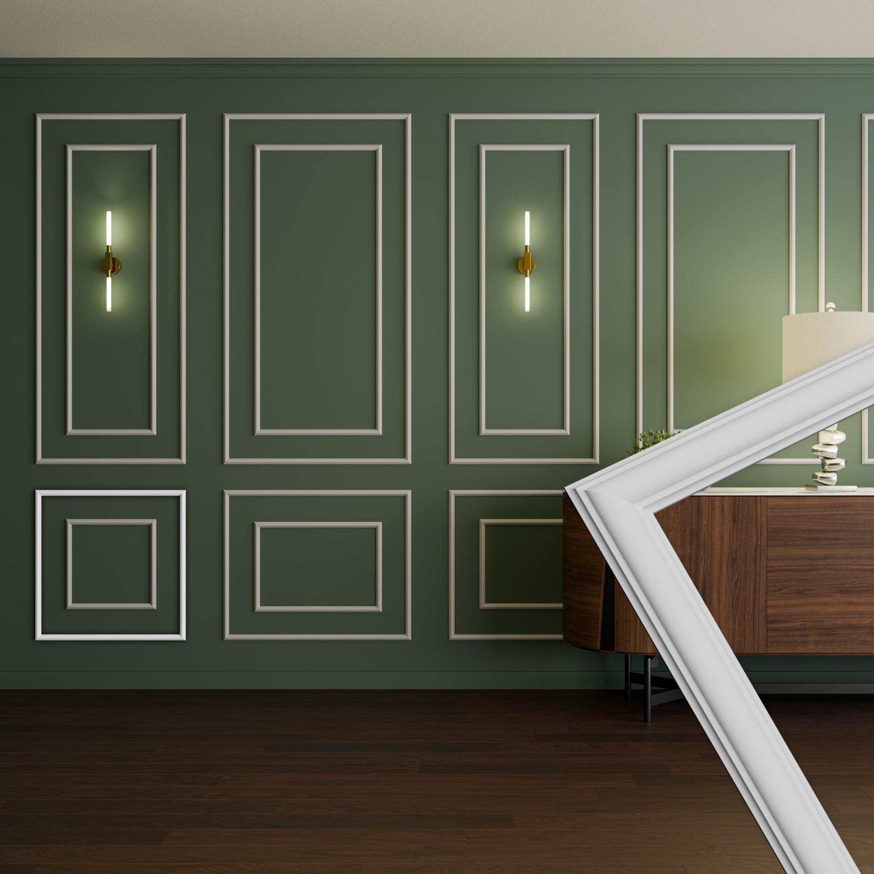 HEXIM Stuckleisten Wandrahmen Sets HDPS weiß - Auswahl an Größen für Wand, Decke, Bilder & Spiegel - Zur Umrahmung von Wandflächen mit klassischer Profiloptik (RM16-C 60X60CM) 95514