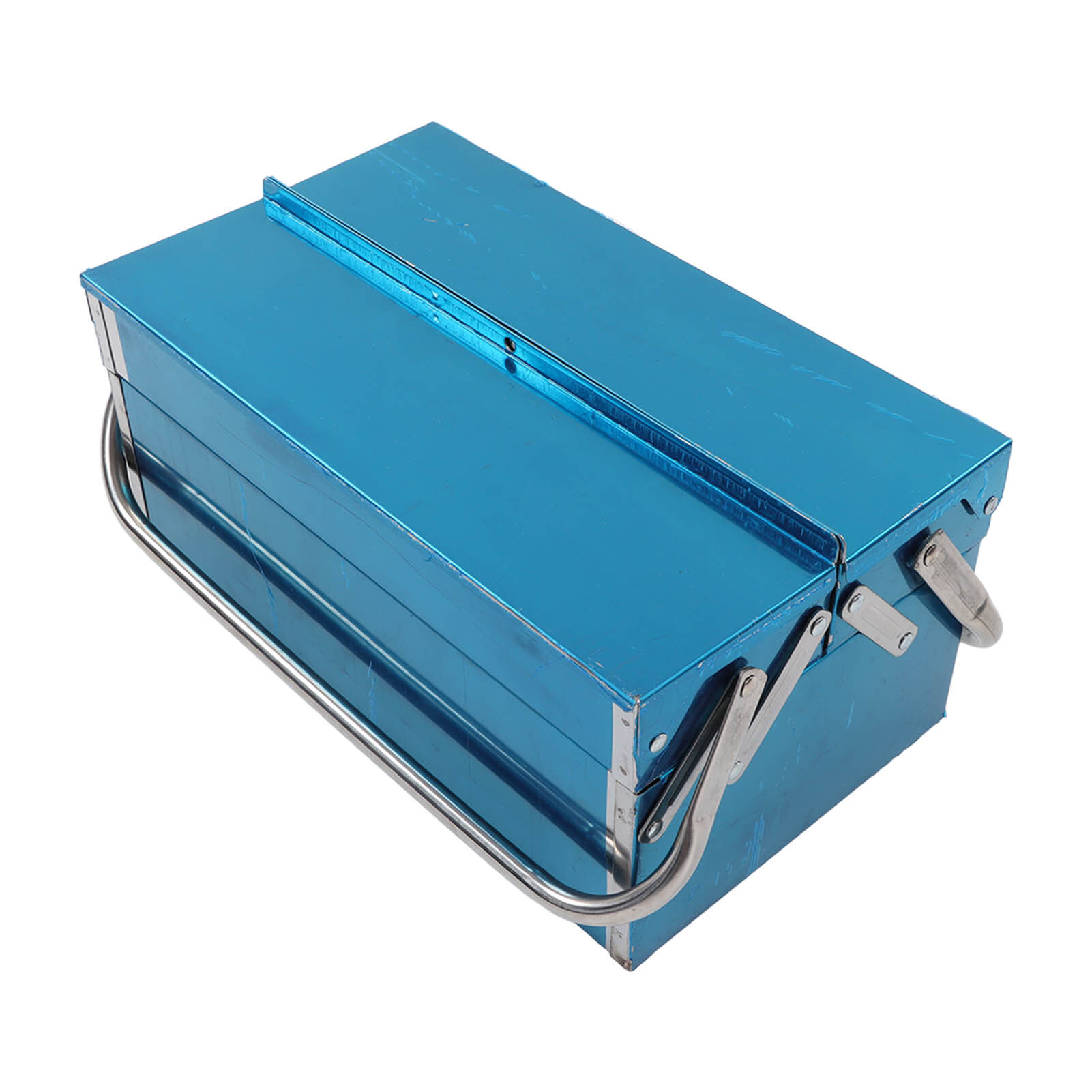 Cocosity werkzeugaufbewahrungsbox mit 3 Fächern,Werkzeugaufbewahrungsbox mit Griff,Werkzeugaufbewahrungsbox mit 2 Schichten und 3 Fächern,Werkzeugaufbewahrungsbox aus Edelstahl,Klappbare Werkzeugaufbewahrungsbox,Freitragende Werkzeugaufbewahrungsbox