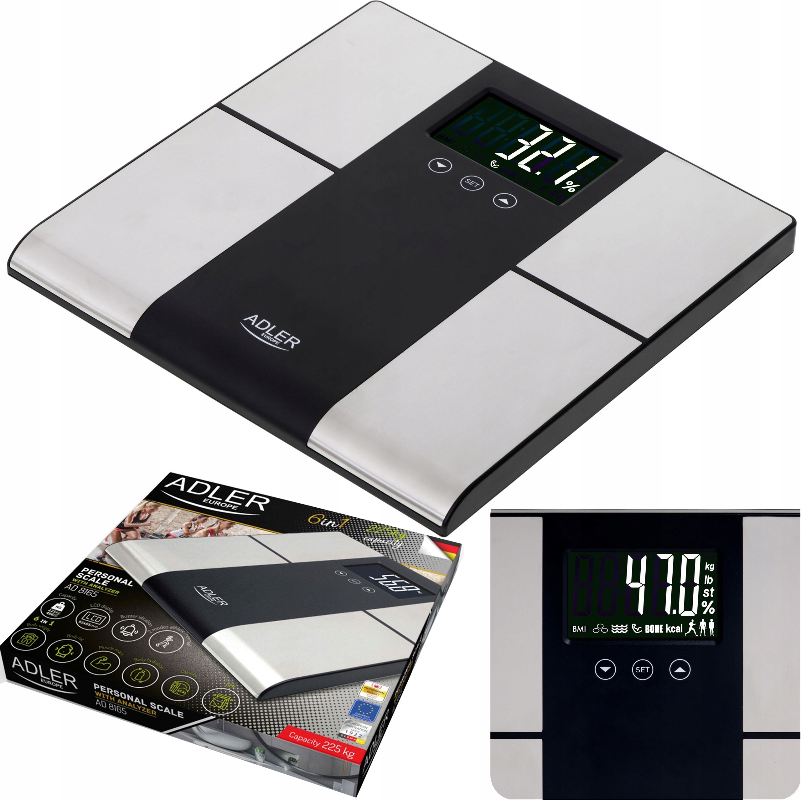 Adler Badgewicht Analytisches Fettmessgerät Digitale Analyse 225Kg
