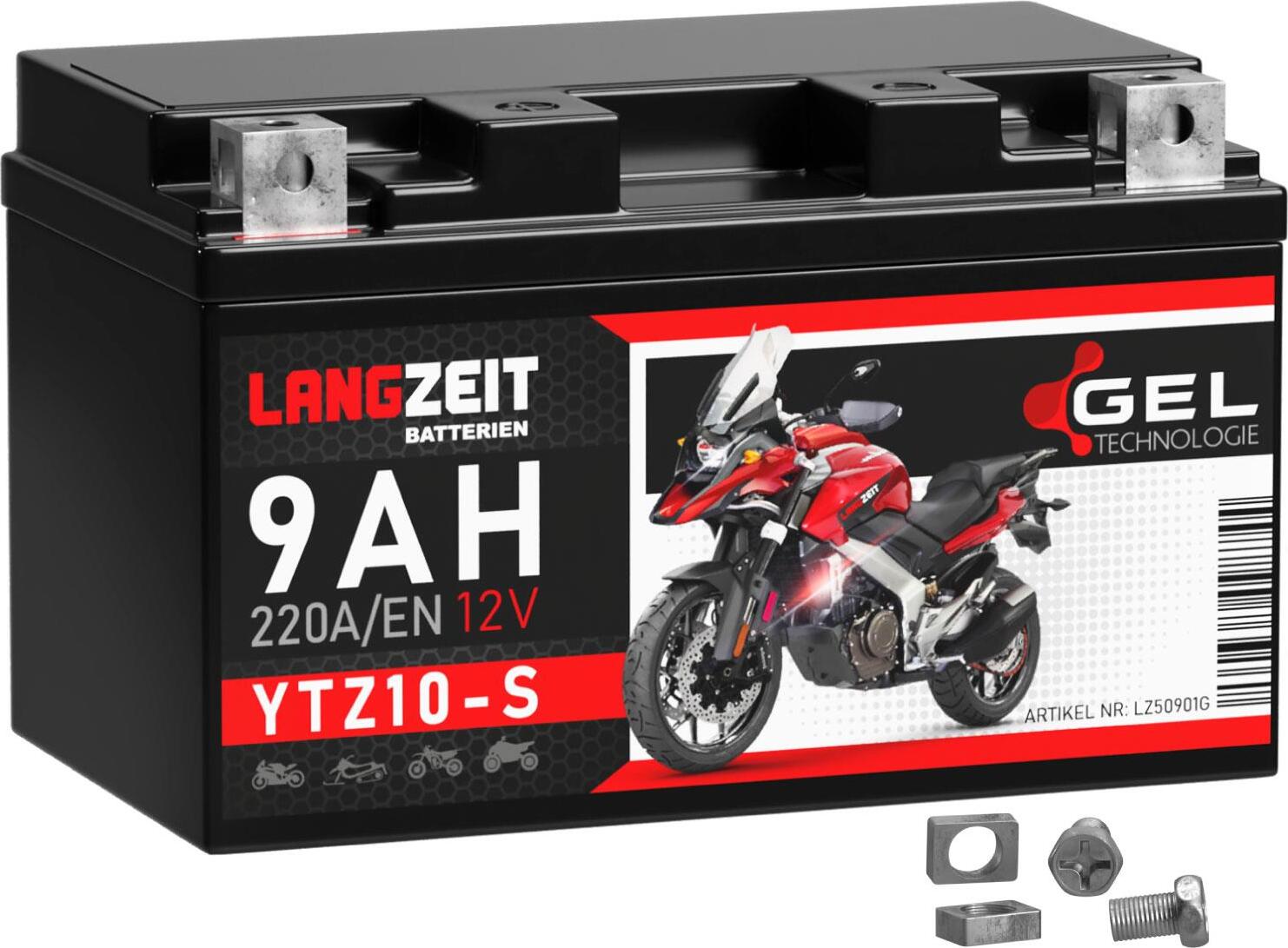 LANGZEIT Batterien Langzeit Gel Motorradbatterie YTZ10-S 9Ah 12V LZ50901G8