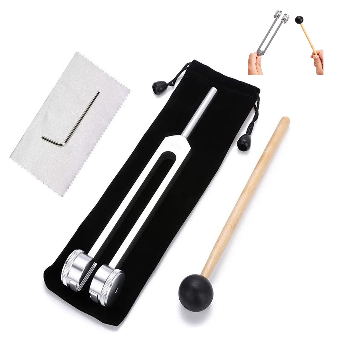 Dopwii stimmgabel, 136,1 HZ Gewichtete Stimmgabel medizinische Körperstimmgabeln, Für therapeutische Sonic Slider(gepolsterter Stoffbezug + Hammer + Zubehör) KAUF-WOHN-AT041-20