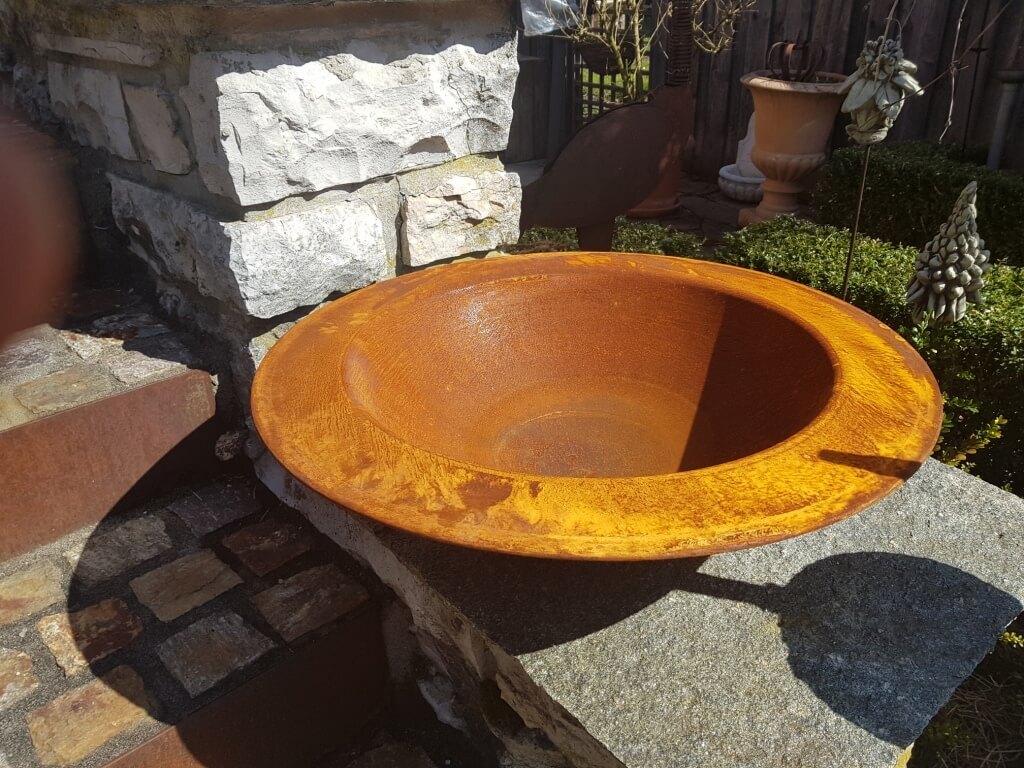 Saremo Edelrost Dekoschale mit Rand Schale mit Rand - 60 cm