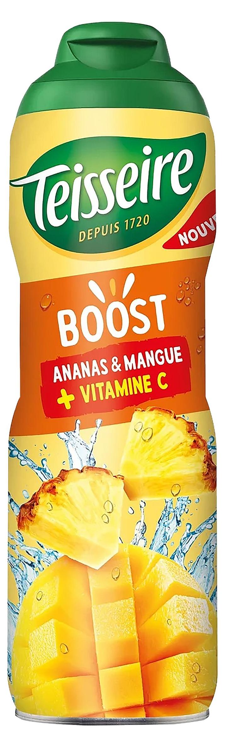 Teisseire Sirup Boost Ananas & Mango + Vitamine 600ml für Cocktails (1er Pack) 75221