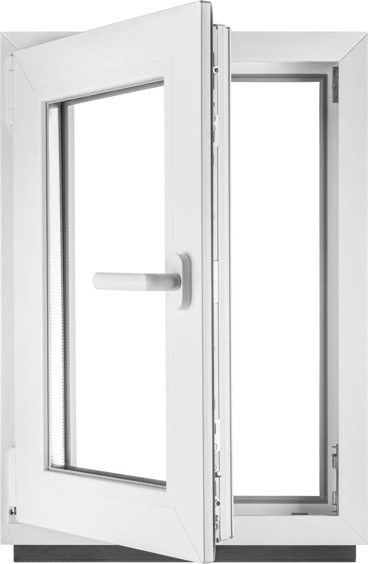 Fenster Kellerfenster Kunststofffenster BxH 90 x 95 cm DIN Links - ALLE GRÖßEN - 2 fach Verglasung BxH 900 x 950 mm - Funktion Dreh-Kipp - BauPlaza