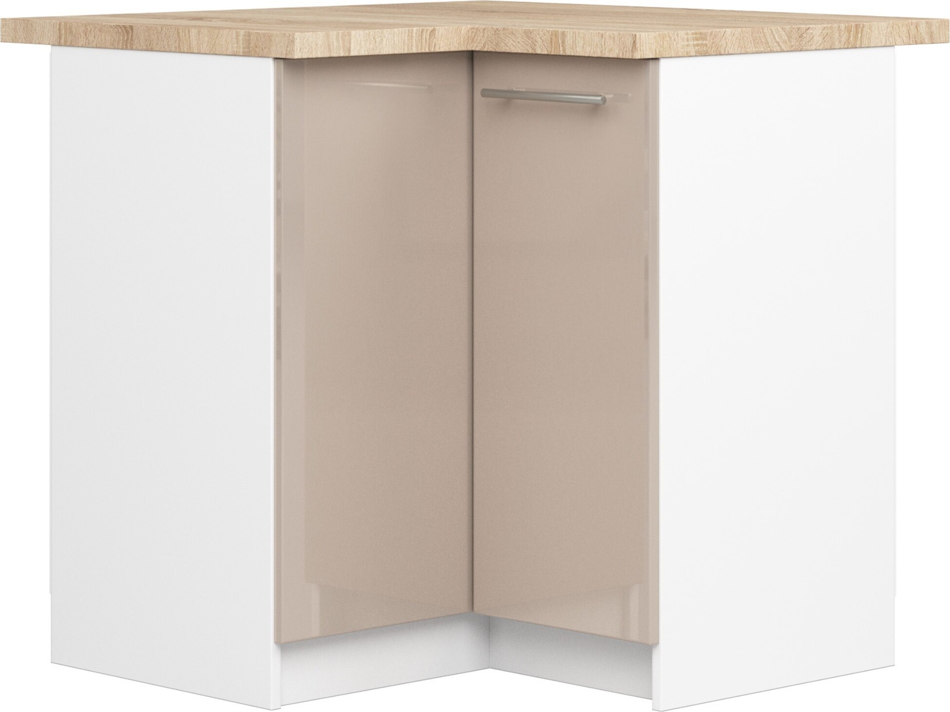 Küchenschrank AKORD OLIWIA S90 Weiß 90 cm Cappuccino Glanz B90 x H85 x T46 cm KS0POLIBIACAPPOL010