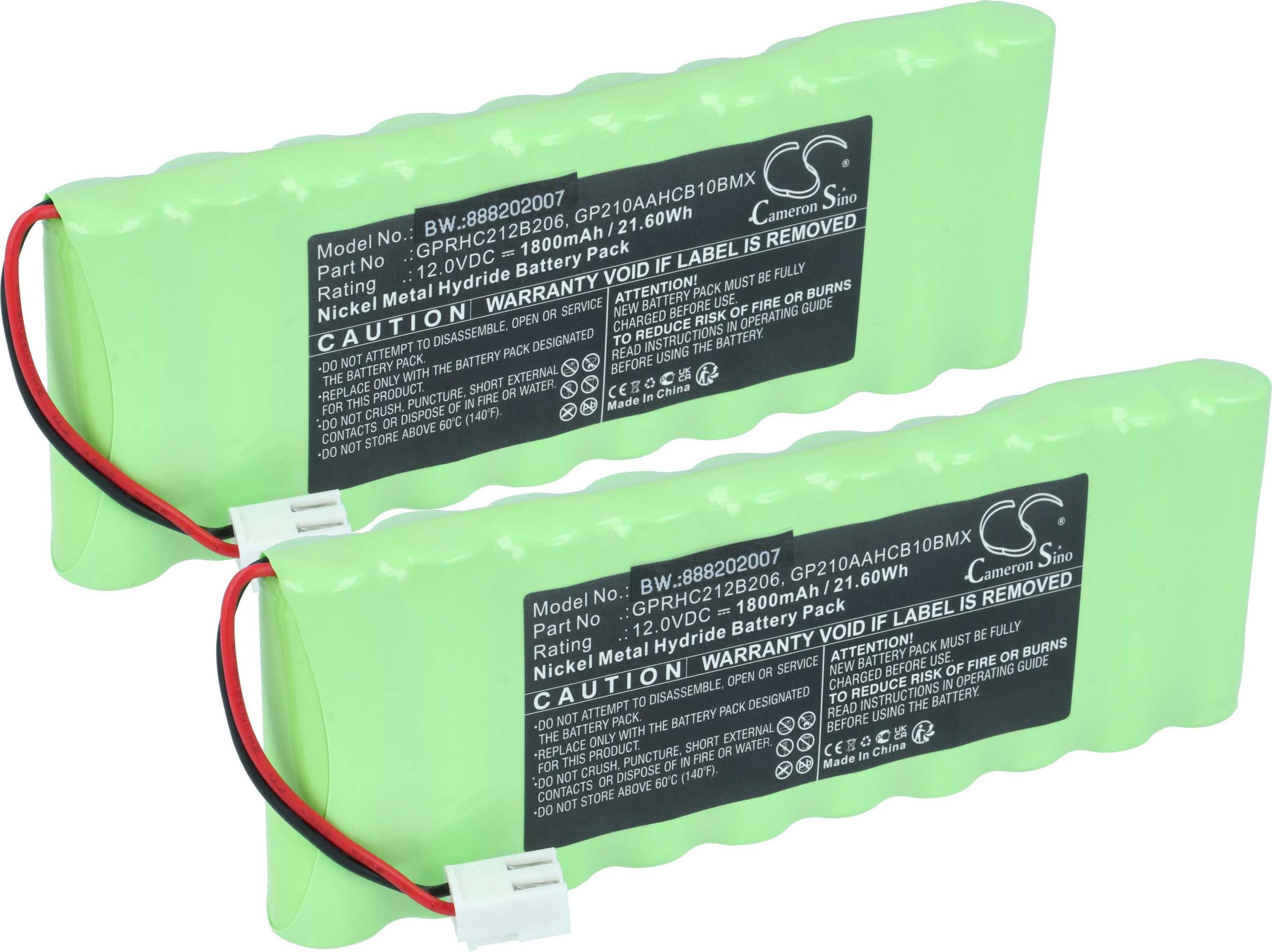 vhbw 2x Akku kompatibel mit Roto ZRO RT SF G4, ZRO RT SF G3 Rollladenantrieb Torantrieb Drehtorantrieb Garagentorantrieb (1800 mAh, 12 V, NiMH) 183292356-2
