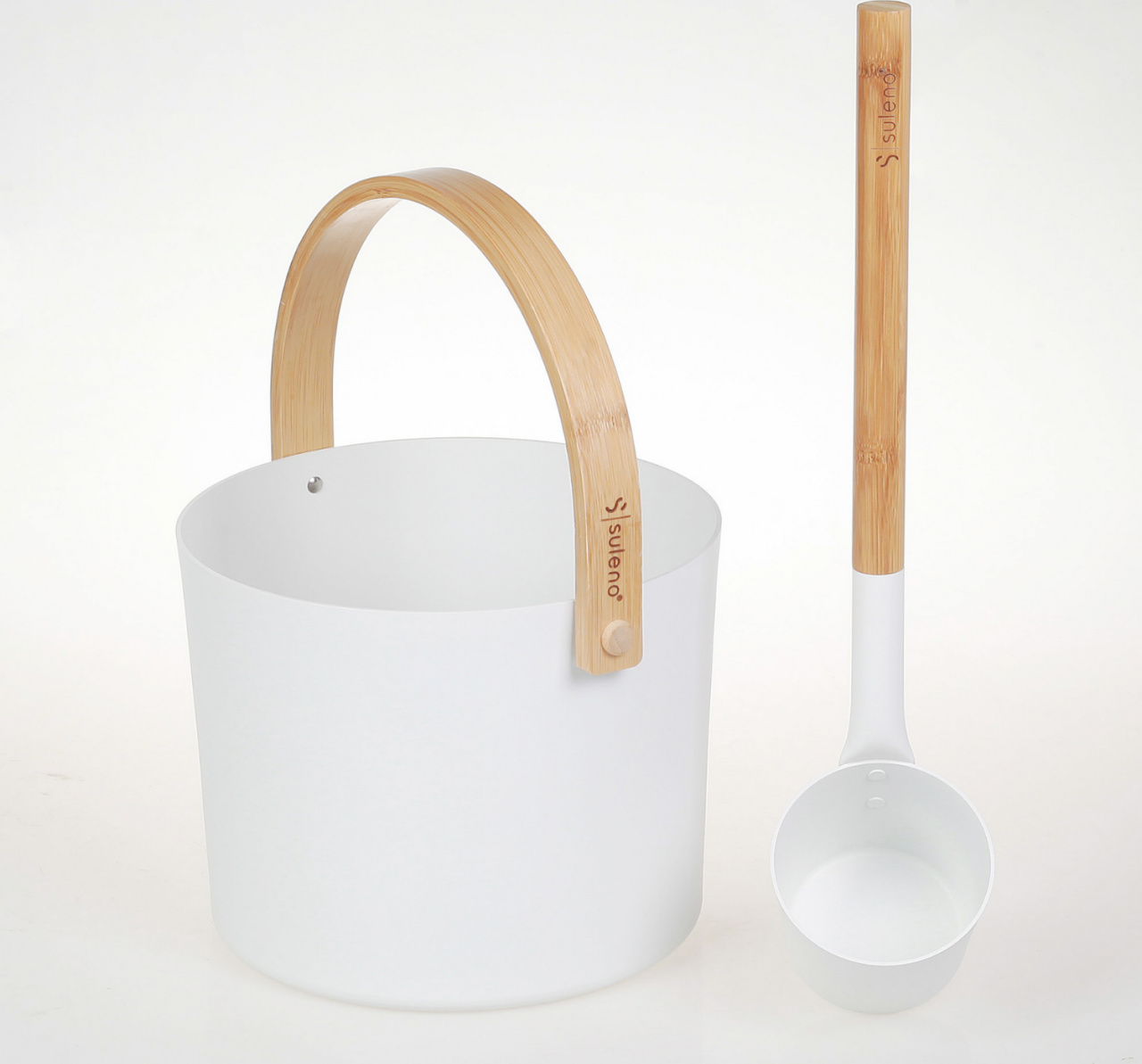Suleno Sauna Set KJELL | 2-teilig Kübel Kelle - Weiß 20821-21