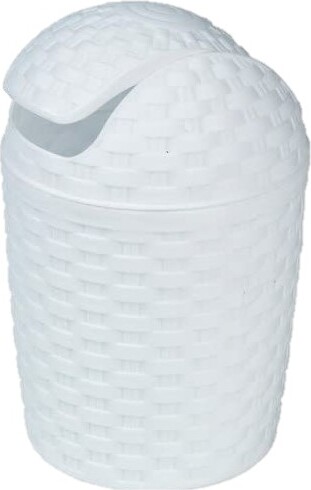 WAK INNOVATION Weißer Schwingdeckeleimer 5 Liter, Rattan Lock Material 858