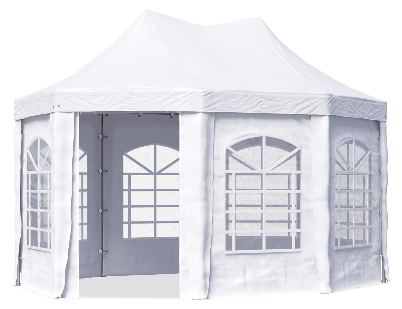 TOOLPORT Pagodenzelt Pavillon 3x4 m schnell & einfach zu montieren mit Fenstern - robuste PVC-Plane 700 weiß 1065
