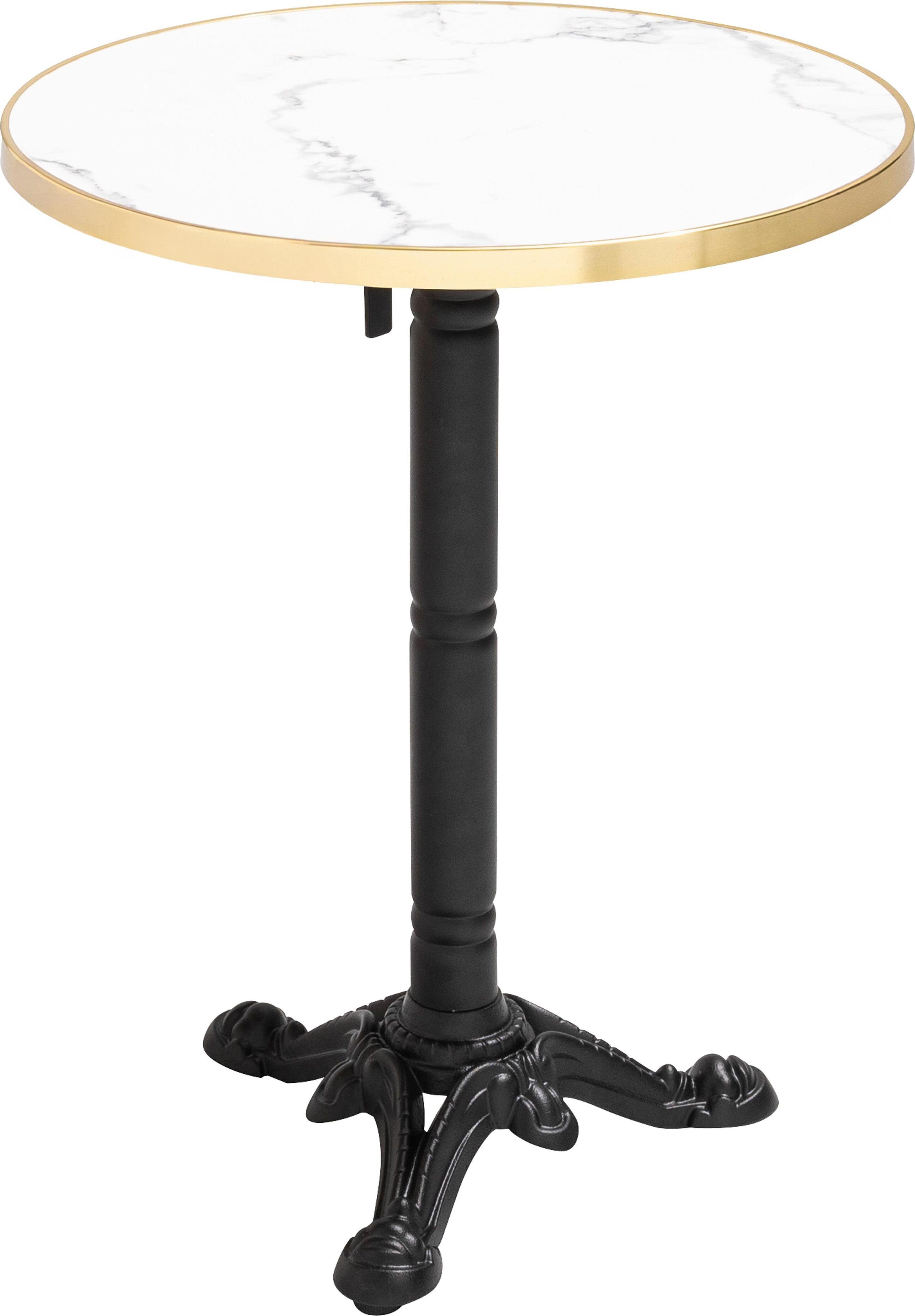 Tisch 60 cm neigbar mit weißem/goldenem Marmor und schwarzem Fuß - Oviala Montmartre 112643