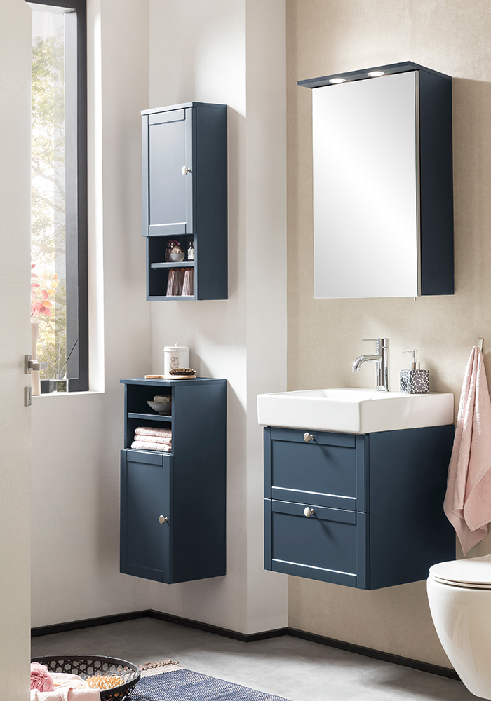 Lomadox Badmöbel Set 4-teilig blau JONA-80 LA80-JONA-80-SET1
