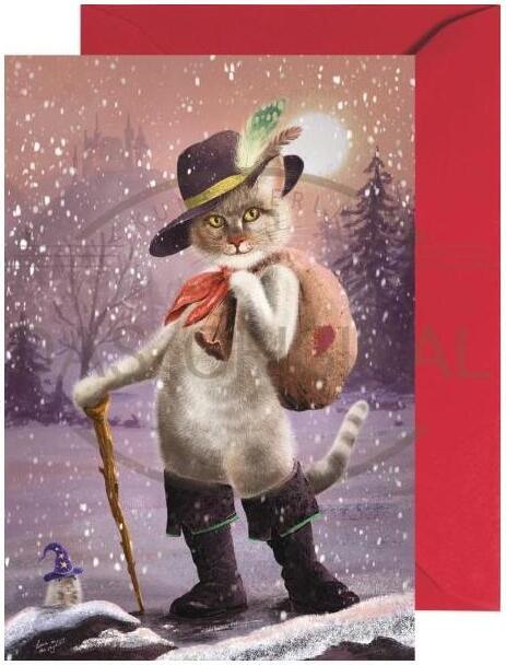 Olewinski & Tochter Mini Adventskalender Der gestiefelte Kater mit Briefumschlag zum versenden