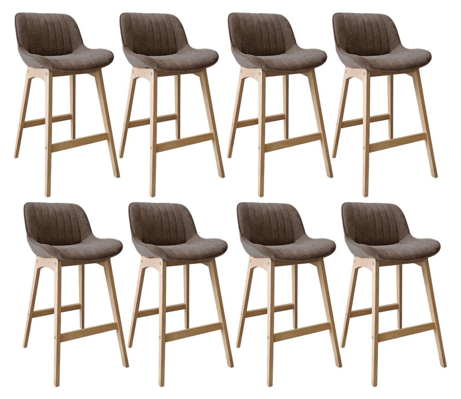 MOB-IN NORDEN Barhocker-Set Eiche & Cord-Samt H75cm