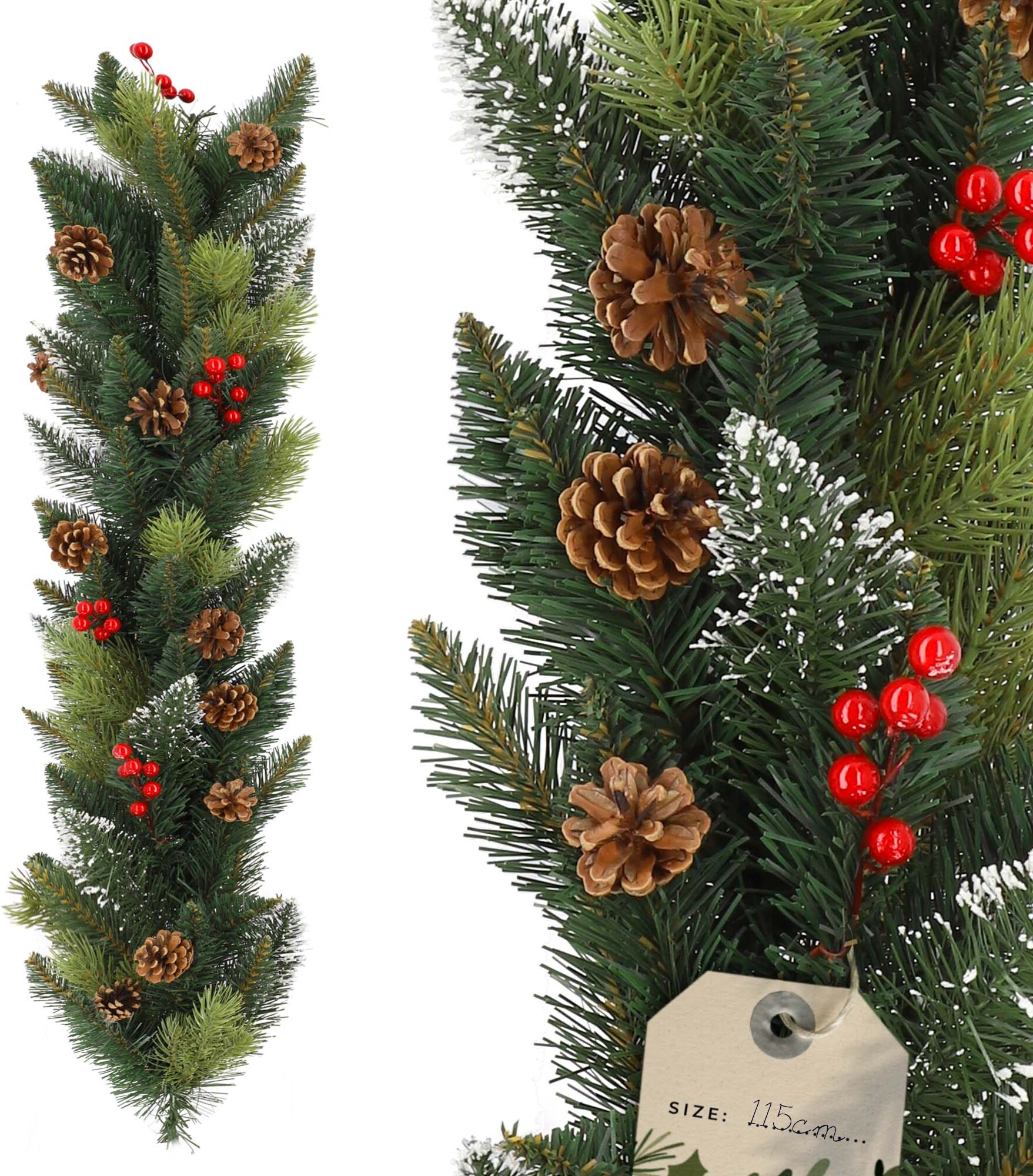 KADAX Kiefergirlande, Dekogirlande, 115cm lange Tannengirlande K5568