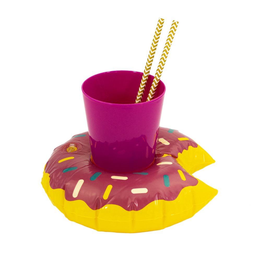 Getränkehalter aufblasbar für Becher Dosen im Donut Design 3-fach sort 6 Stück 
