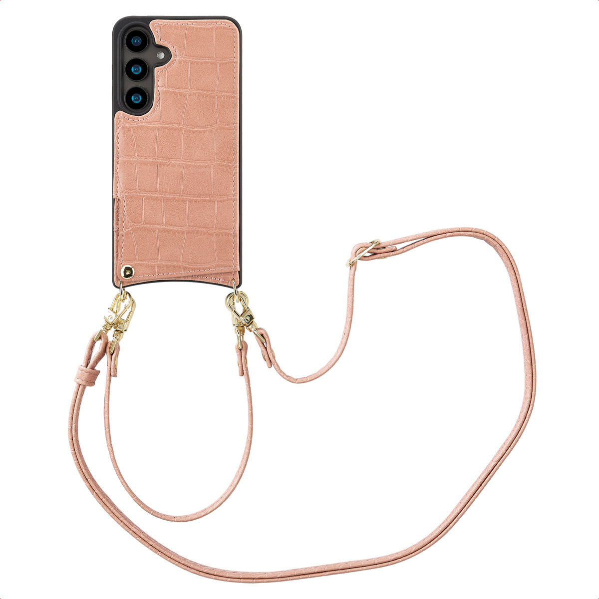 Puzdro na telefón Selencia Nova Croco s káblom a držiakom kariet pre Samsung Galaxy S24 - staroružové