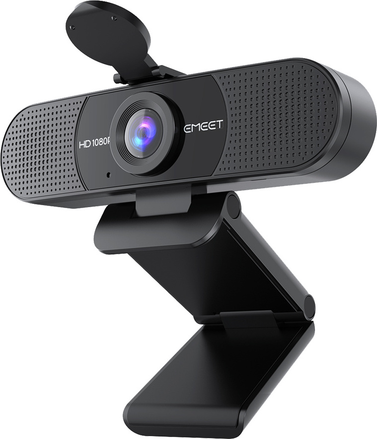 EMEET Full HD Webcam - C960 1080P Objektivabdeckung & Dual Mikrofon, 90 ° Streaming Kamera mit Automatische Lichtkorrektur,Videokonferenzkamera