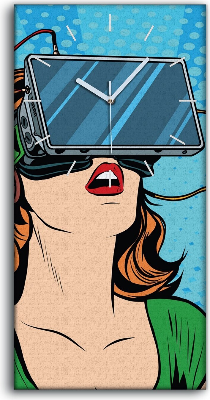 coloray Leinwand Wanduhr Wandkunst Uhr 30x60 Malerei Abstrakte VR Brillen Kunst - weiße Hände zcv-423066913-30x60-b