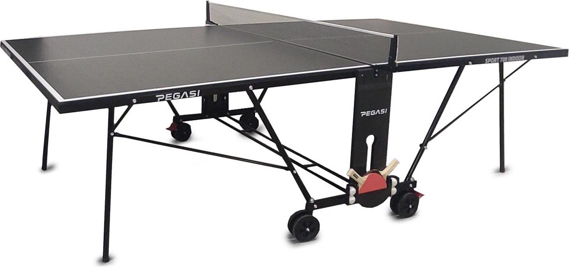 Pegasi Tischtennisplatte 700 - Tischtennisplatte Indoor - Faltbare Tischtennistisch - Klappbar - Original Tischtennistisch - Mit Rädern - Beweglich - Schwarz PEG-T700IN-BLACK