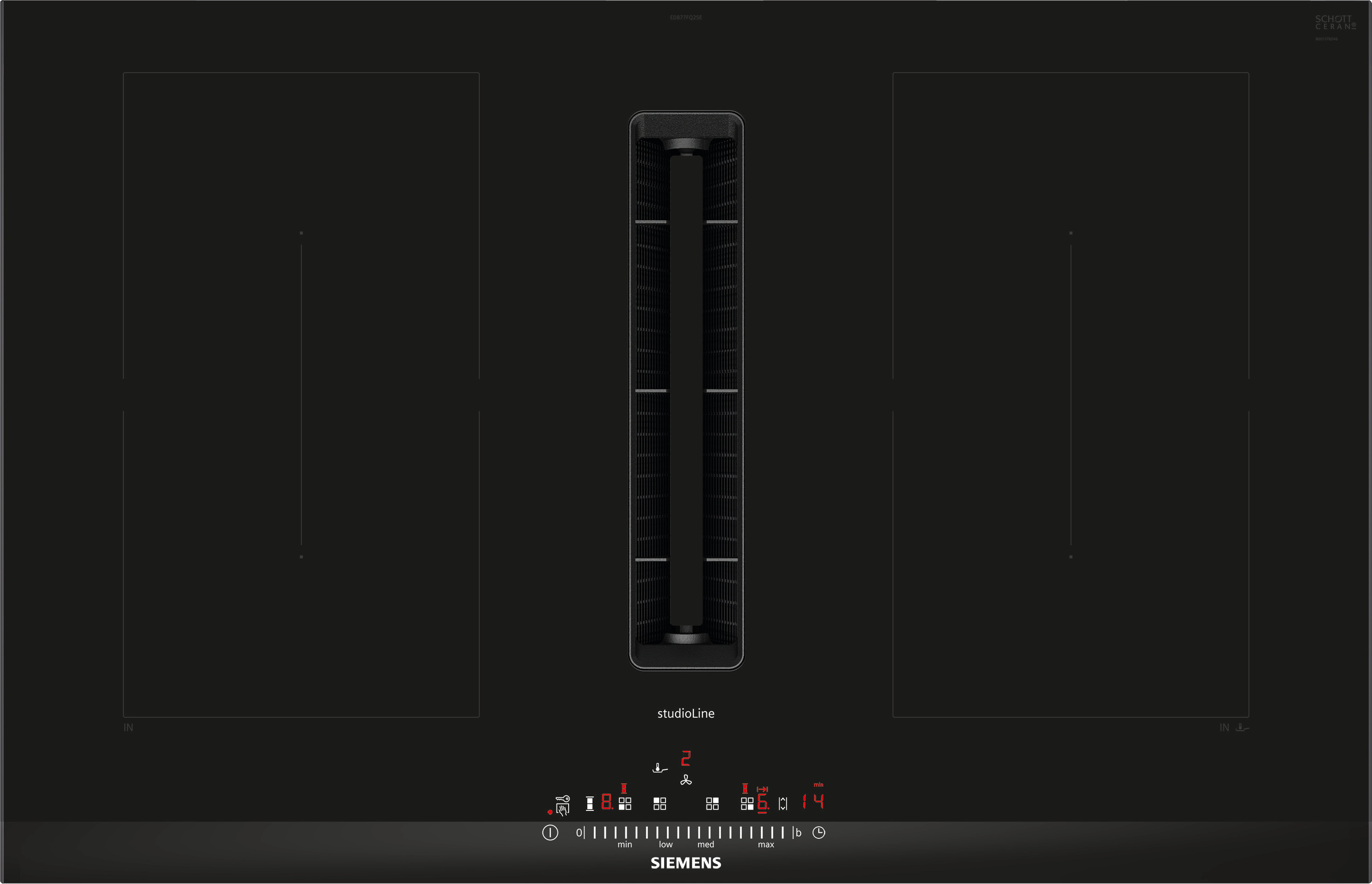 Siemens iQ500 ED877FQ25E, Čierna, Vstavaný, 80 cm, Indukčná varná doska so zónami, Sklokeramická, 4 zone(s)