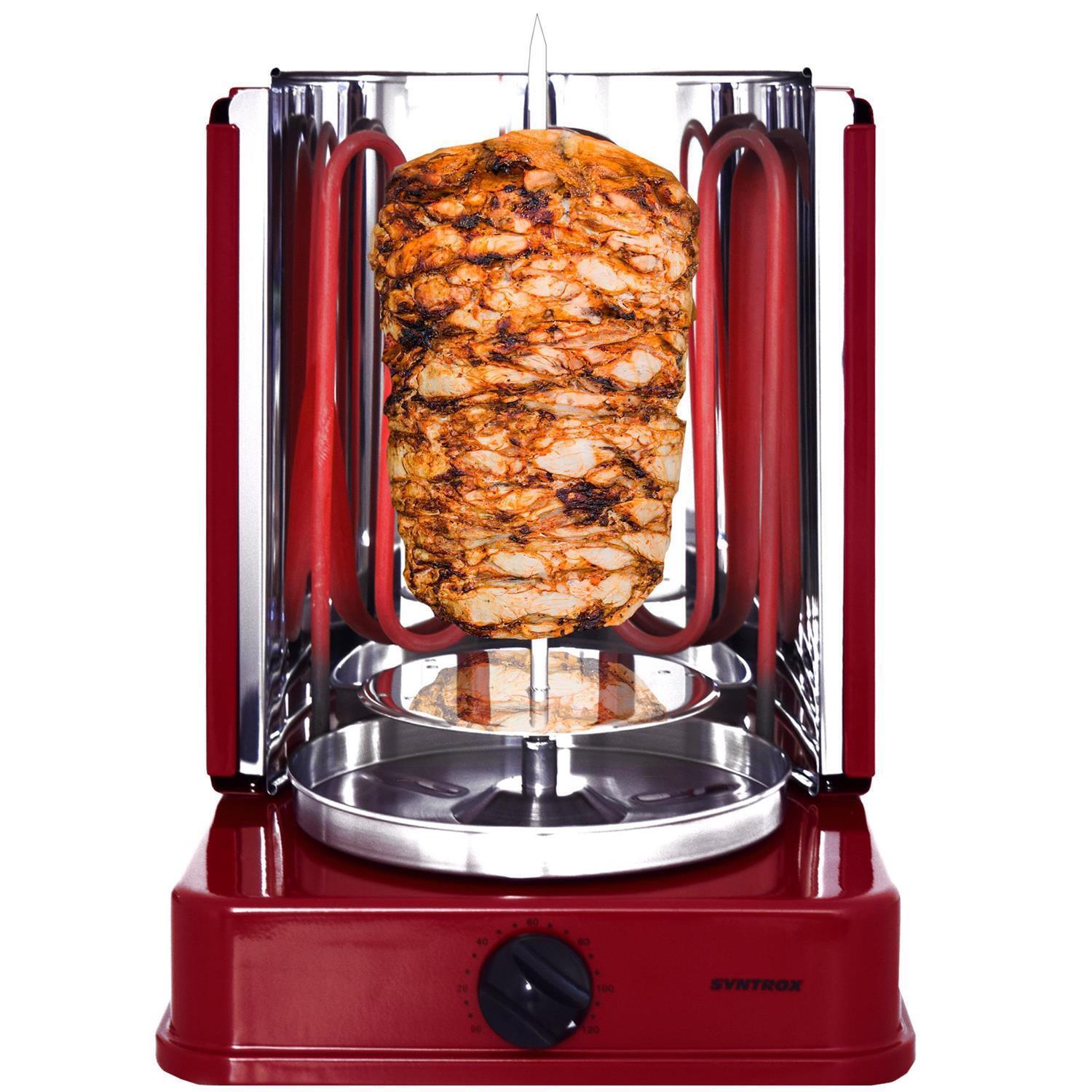 Syntrox Germany Vertikal-Multigrill Zirkulon 1400W mit Timer Rot Kitchen-Chef-ROQ-1400W-R-Zirkulon