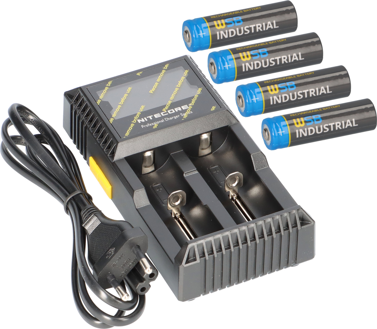SET Nitecore D2 nabíjačka + 4x 14500 AA solárna batéria LiFePO4 3,2V 600mAh