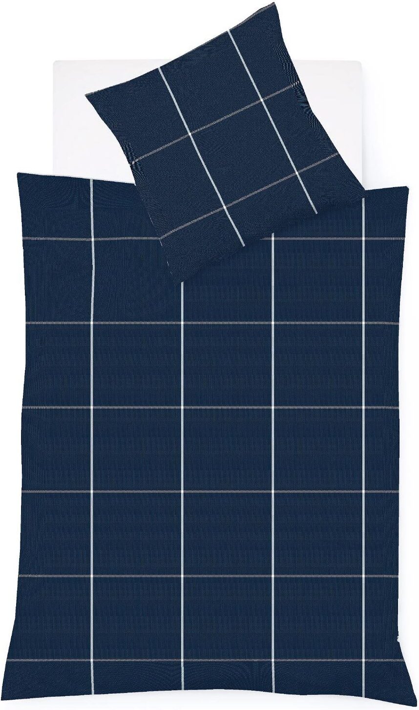 Fleuresse gewebte Edelflanell Bettwäsche Lech Bootle indigo 155x220 cm + 80x80 cm