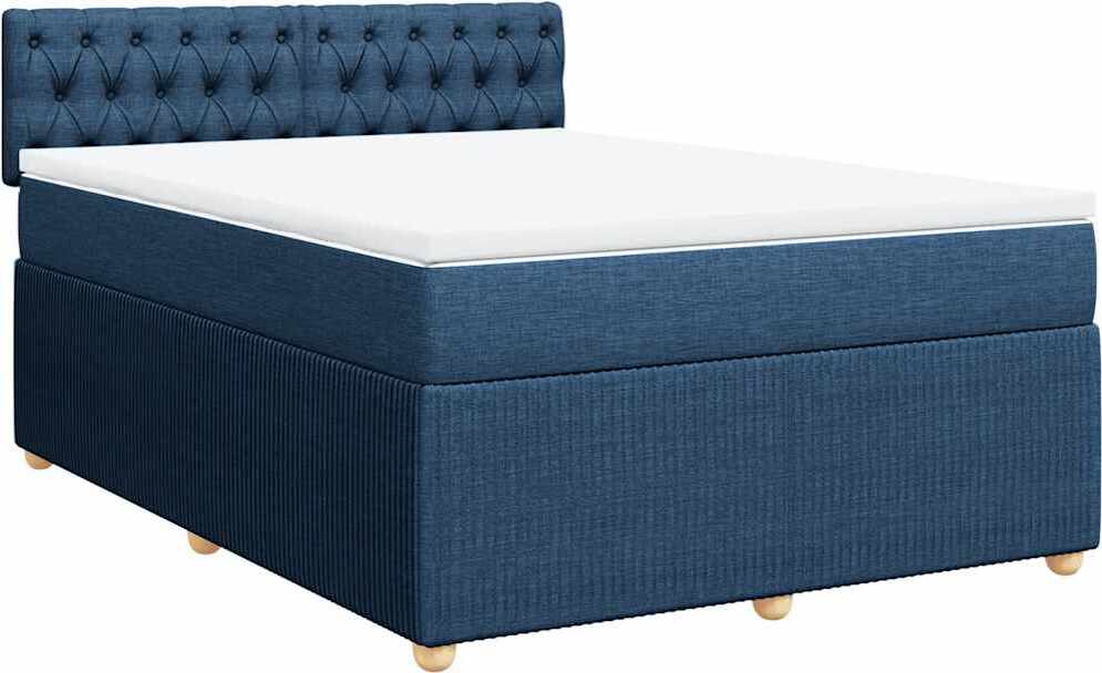 vidaXL Boxspringbett mit Matratze Blau 140x190 cm Stoff 3287464