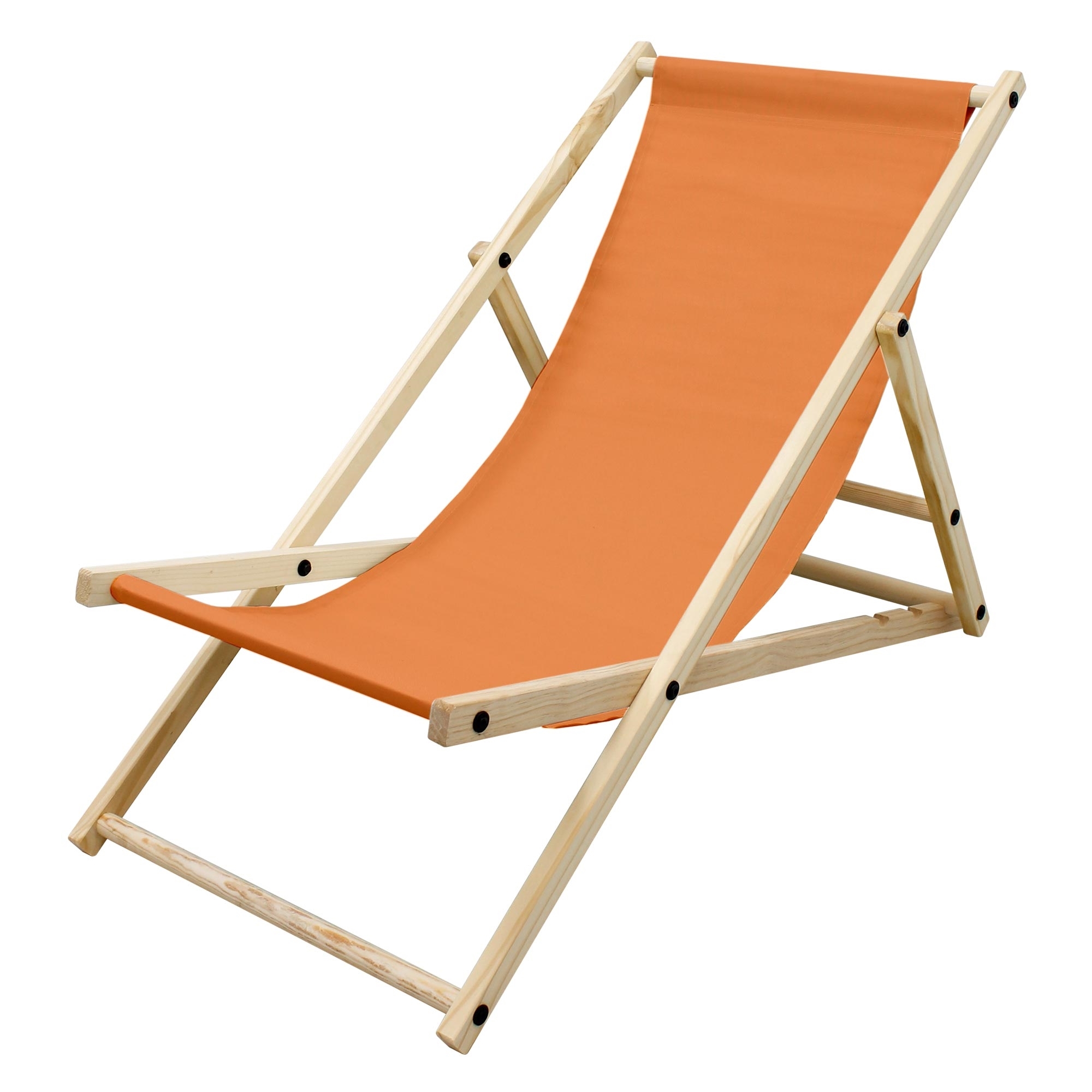 ECD Nemecko Skladacie drevené lehátko, oranžové, do 120 kg, 3 polohy na ležanie, záhradné lehátko relaxačné lehátko plážové lehátko plážové lehátko kreslo