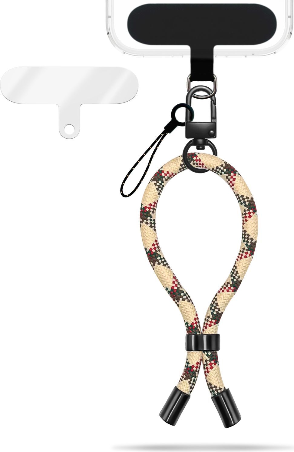 Wristy Edition - univerzálna retiazka na mobilný telefón - remienok na zápästie s kovovou karabínkou - Retro Camo Mix