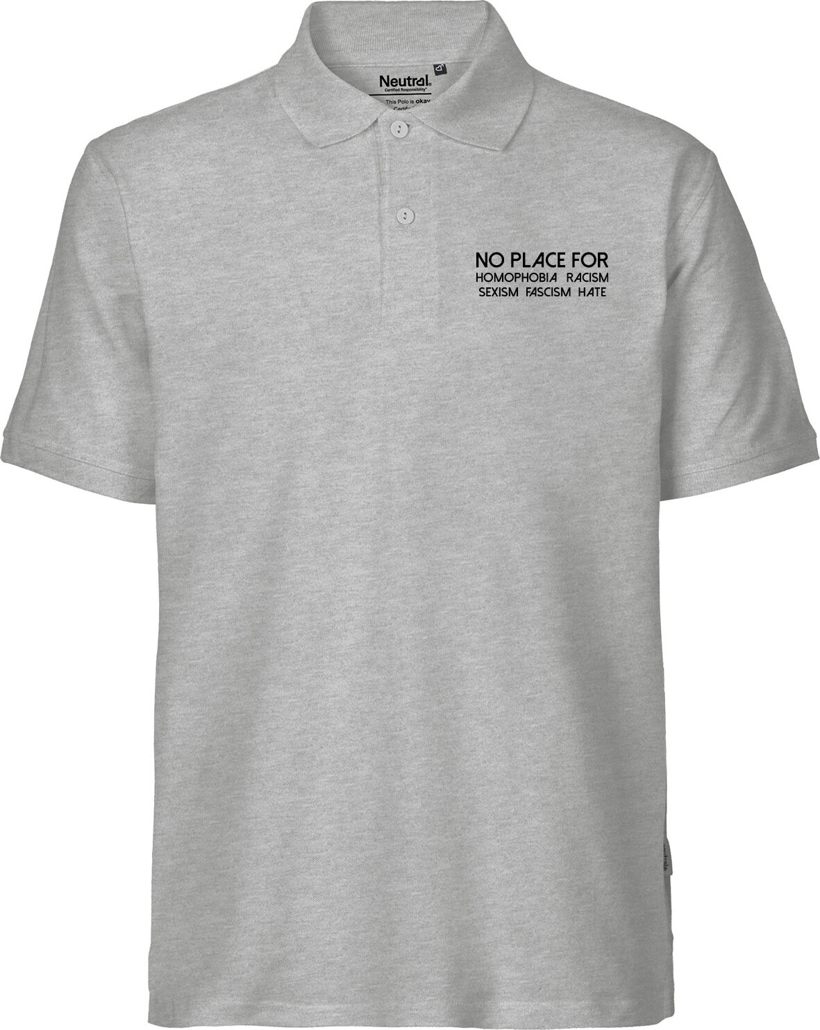 Hellweg Druckerei Huuraa Herren Polo Shirt No Homophobia Racism Hate XXL Sport Grey Bio Baumwolle Fairtrade Poloshirt Geschenkidee 3146HP-XXL-SGREY