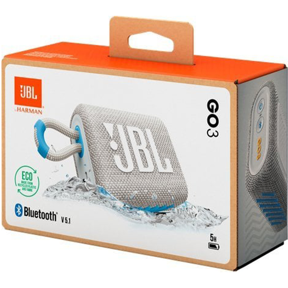 JBL Go 3 Eco Bluetooth Lautsprecher Wei Wasserdicht 5H Akku