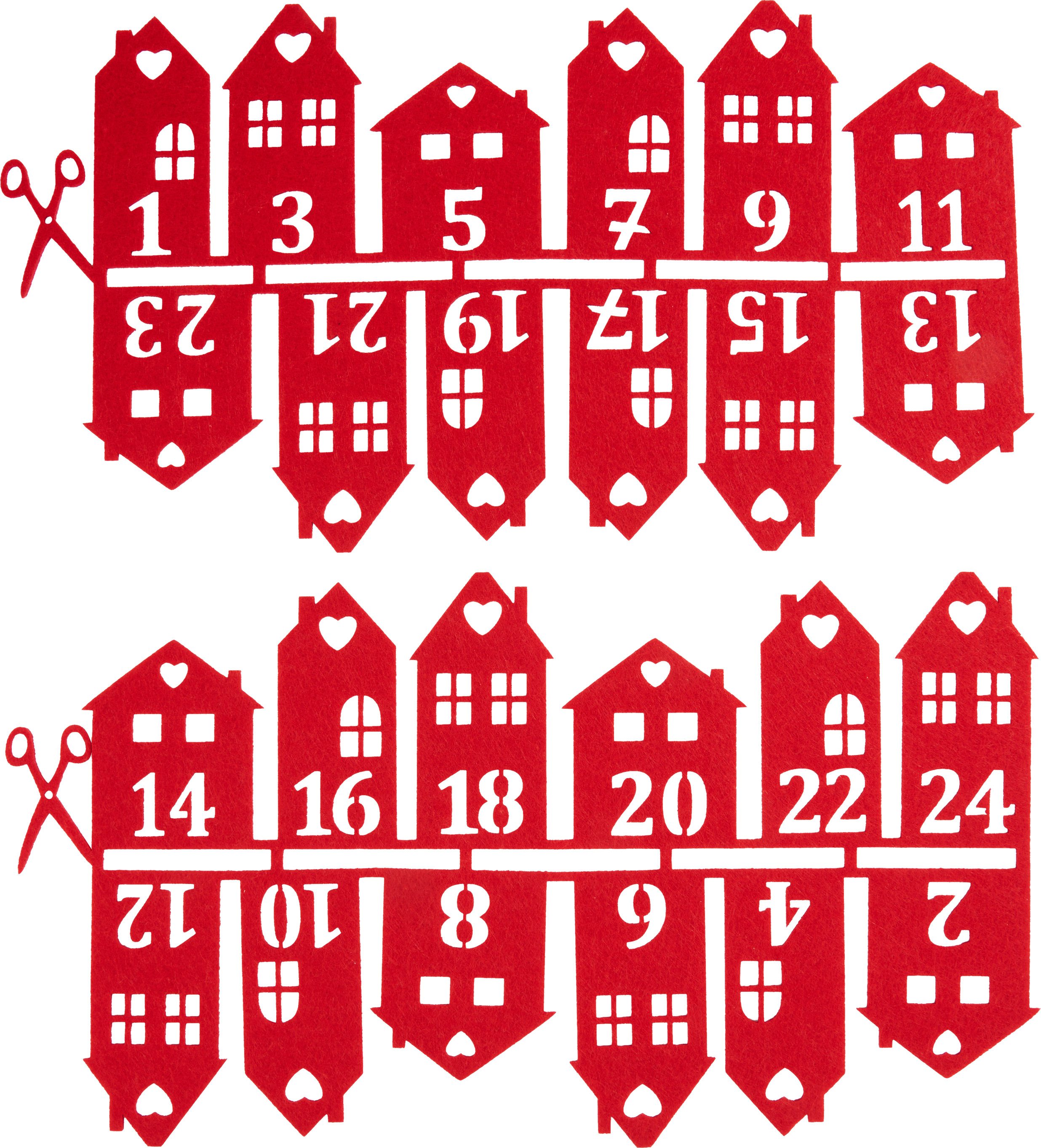 VBS Adventszahlen "Filz Häuser" 4x8,5cm