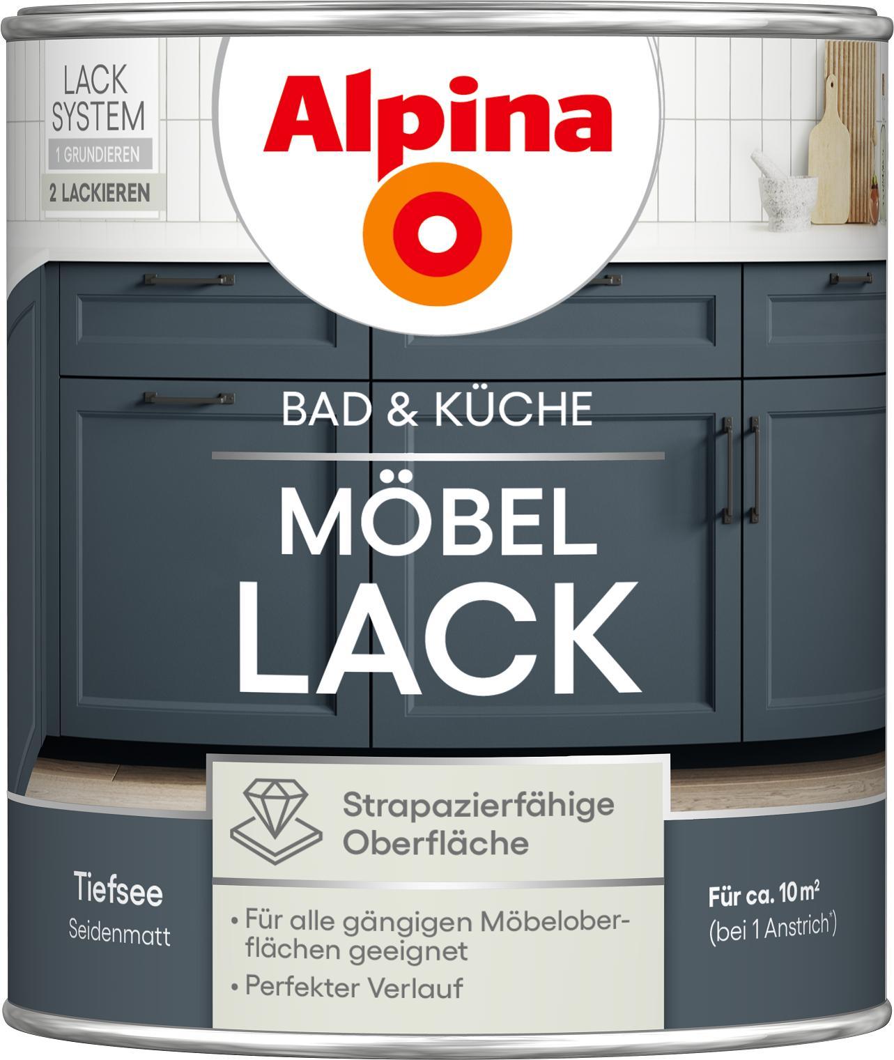 Deutsche Amphibolin-Werke Alpina Bad & Küche Möbel-Lack Tiefsee Seidenmatt 0,75 Liter 2004840