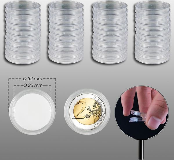 Leuchtturm | Coin capsules | Square coin capsules QUADRUM High,inner diameter 34 mm per 50 (le365933) Price: 44,99 EUR - Kapseln mit passgenauer, schwarzer Einlage (sï¿½ure- und weichmacherfrei