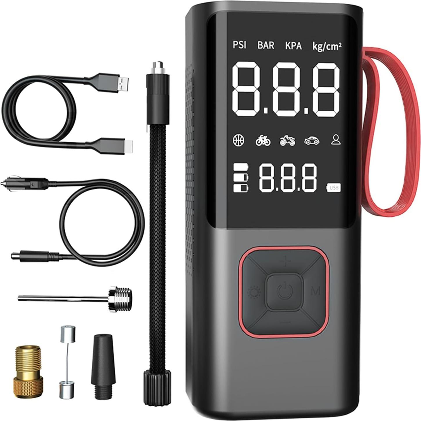 OKWISH Luftpumpen Elektrische, Auto Luftpumpe, Schnellluftpumpe, Fahrradpumpe, Tragbare Luftpumpe, Akku Luftpumpe, Multifunktionale Luftpumpe