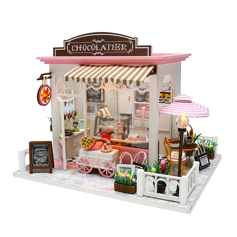 3D DIY Haus Modell Kit Miniatur LED Licht Spieluhr Puppenhaus Irland Stadt 