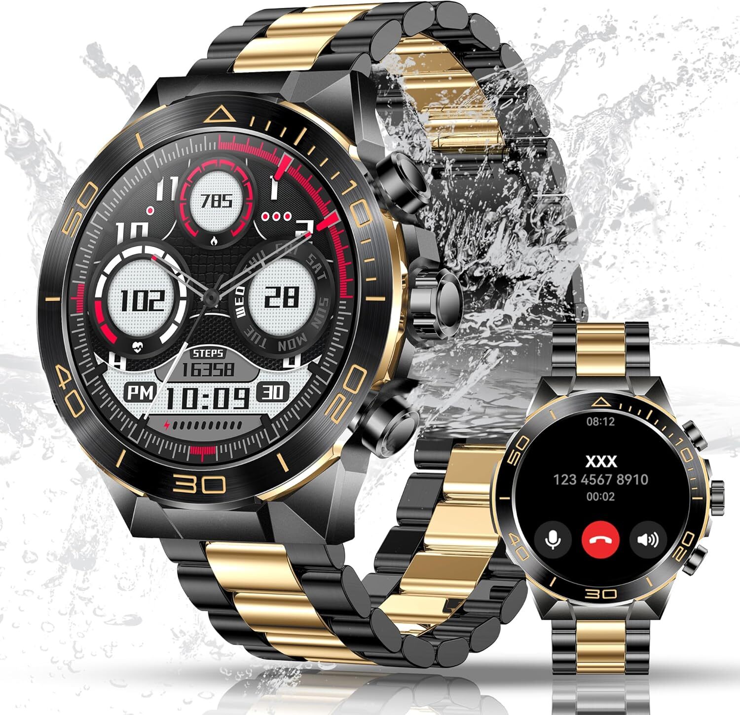 ELEJAFE Herren Smartwatch AMOLED HD mit Telefonfunktion, 130+ Sportmodi, Fitnessuhr, Fitnesstracker mit Herzfrequenz, SpO2-Schlafmonitor IP68 wasserdichte