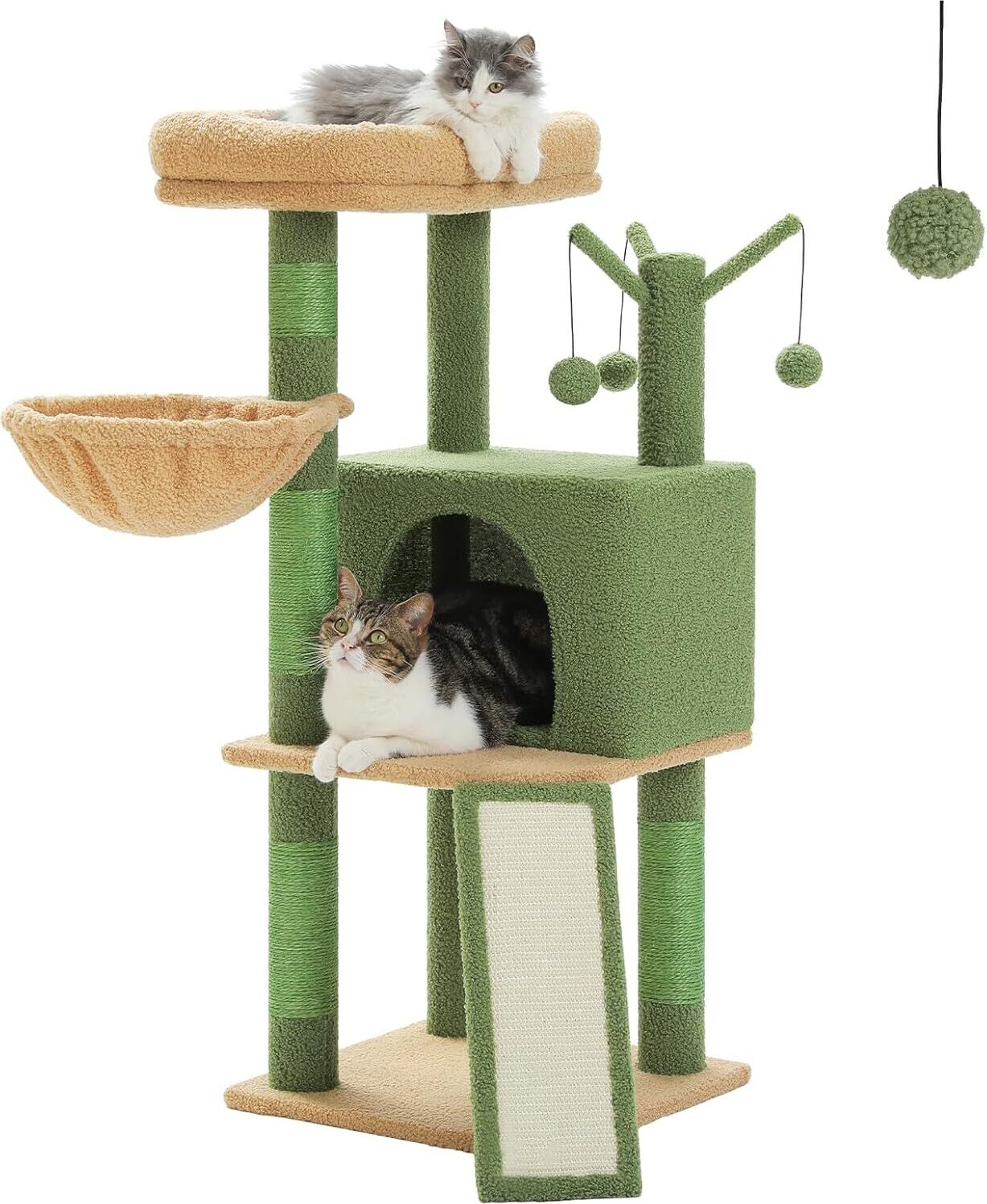 Purpurra Kratzbaum Mehrstöckiger Katzenturm für Wohnungskatzen, 105cm Höhe