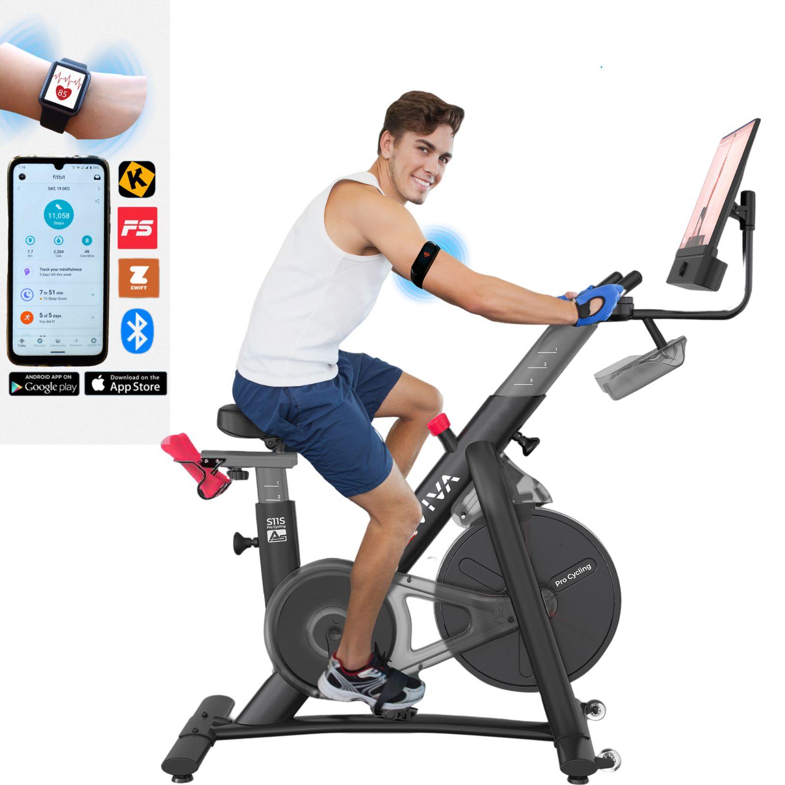 Indoor Cycle & Speedbike AsVIVA S11S | Fitnessbike mit 21,5 Zoll LED Display | 100 Widerstandsstufen | Ergometerfunktion | 360 Grad Lautsprecher
