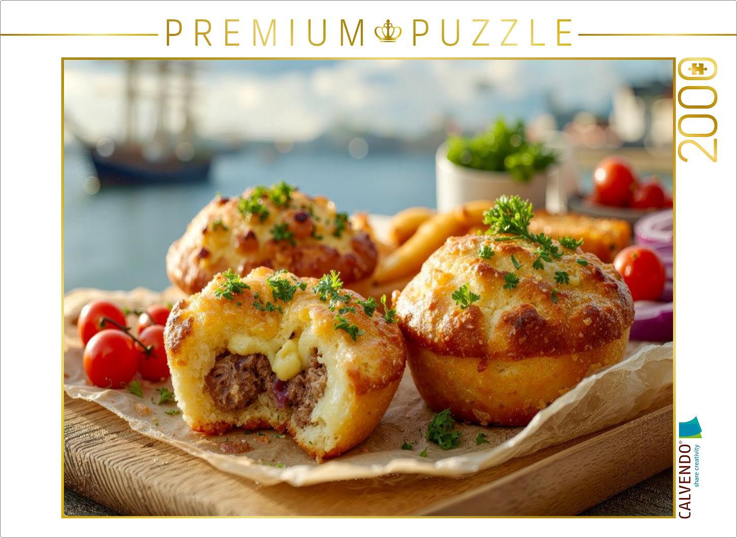 CALVENDO Puzzle Cheeseburger Muffins - der Geheimtipp | 2000 Teile Lege-Größe 90x67cm Foto-Puzzle für glückliche Stunden