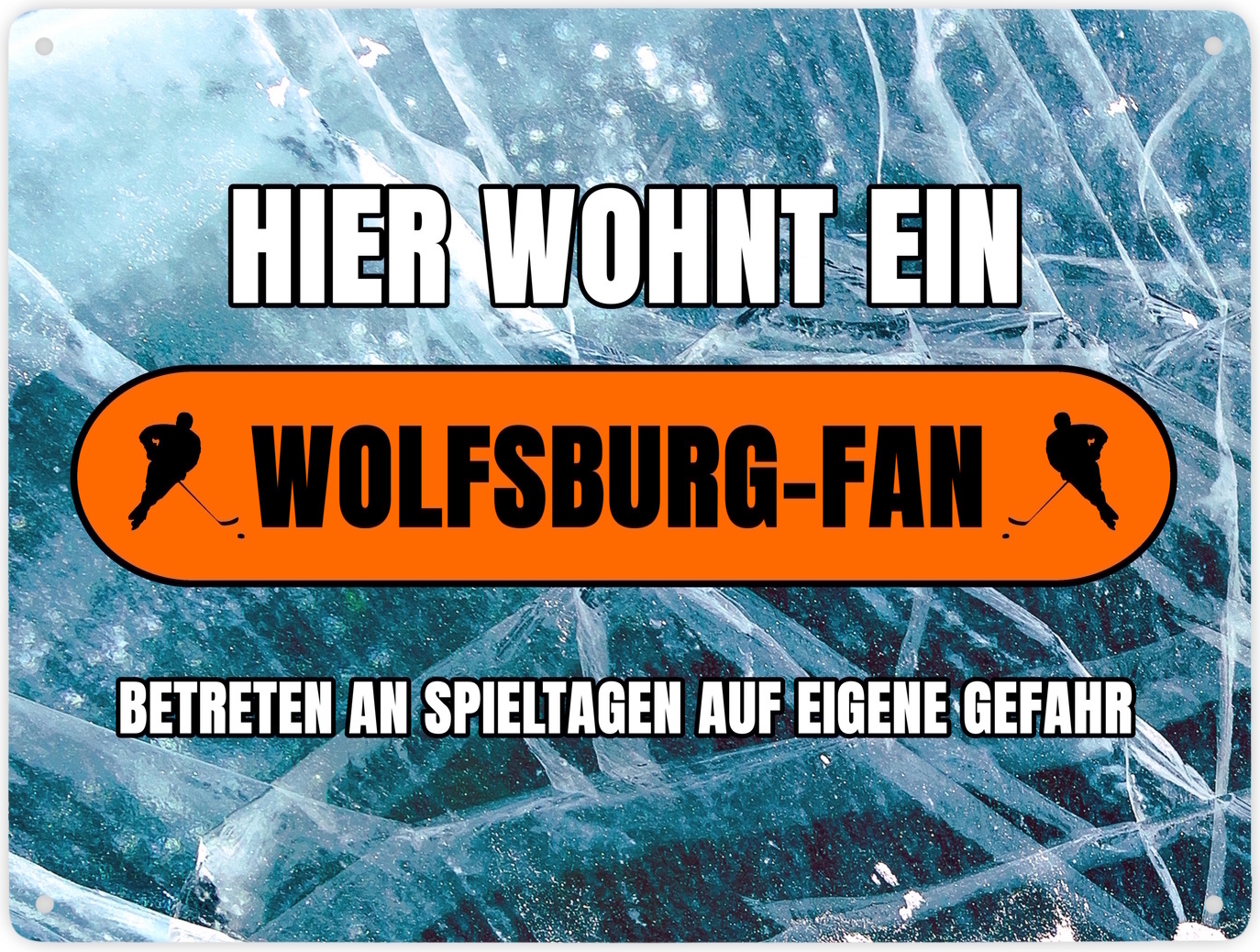 speecheese Hier wohnt ein Wolfsburg-Fan Metallschild XXL in 28x38 cm mit Eishallen