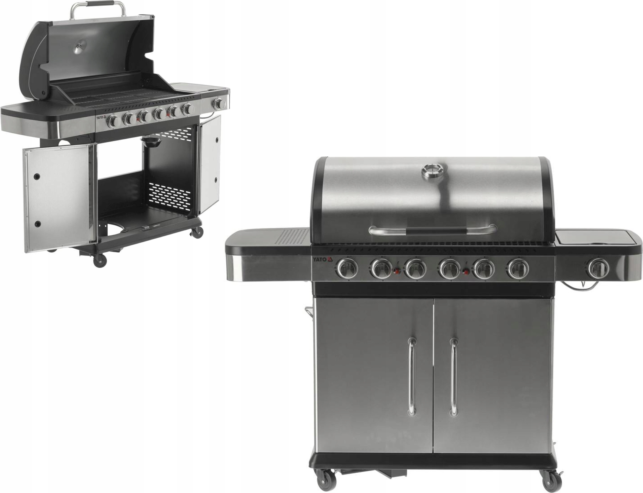 Plynový gril 20,2 kW, 6+1 horákov, nerezová oceľ 144x57x113 cm