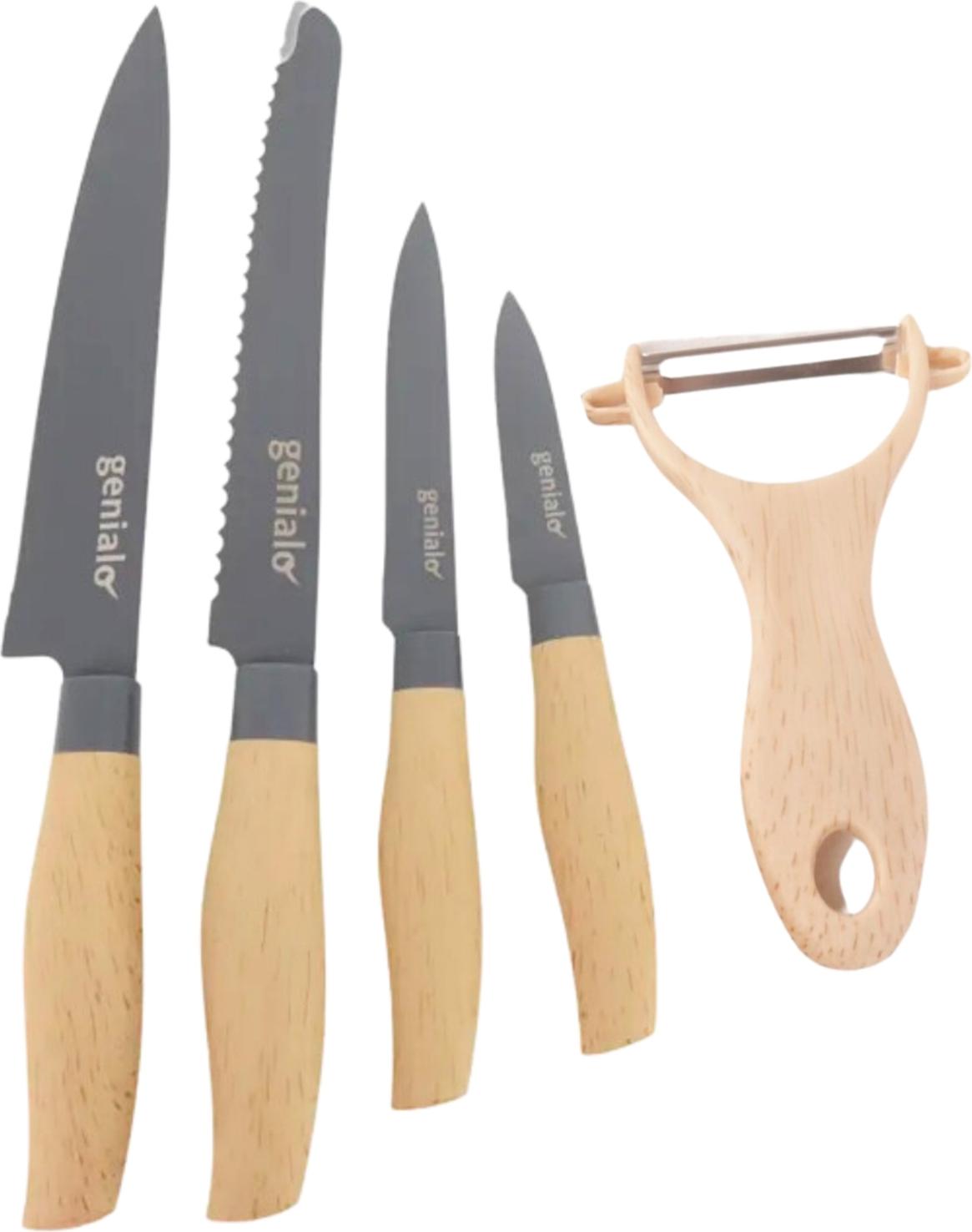 Küchenmesser 5-teiliges Set Griff in Holz Optik neuetischkultur