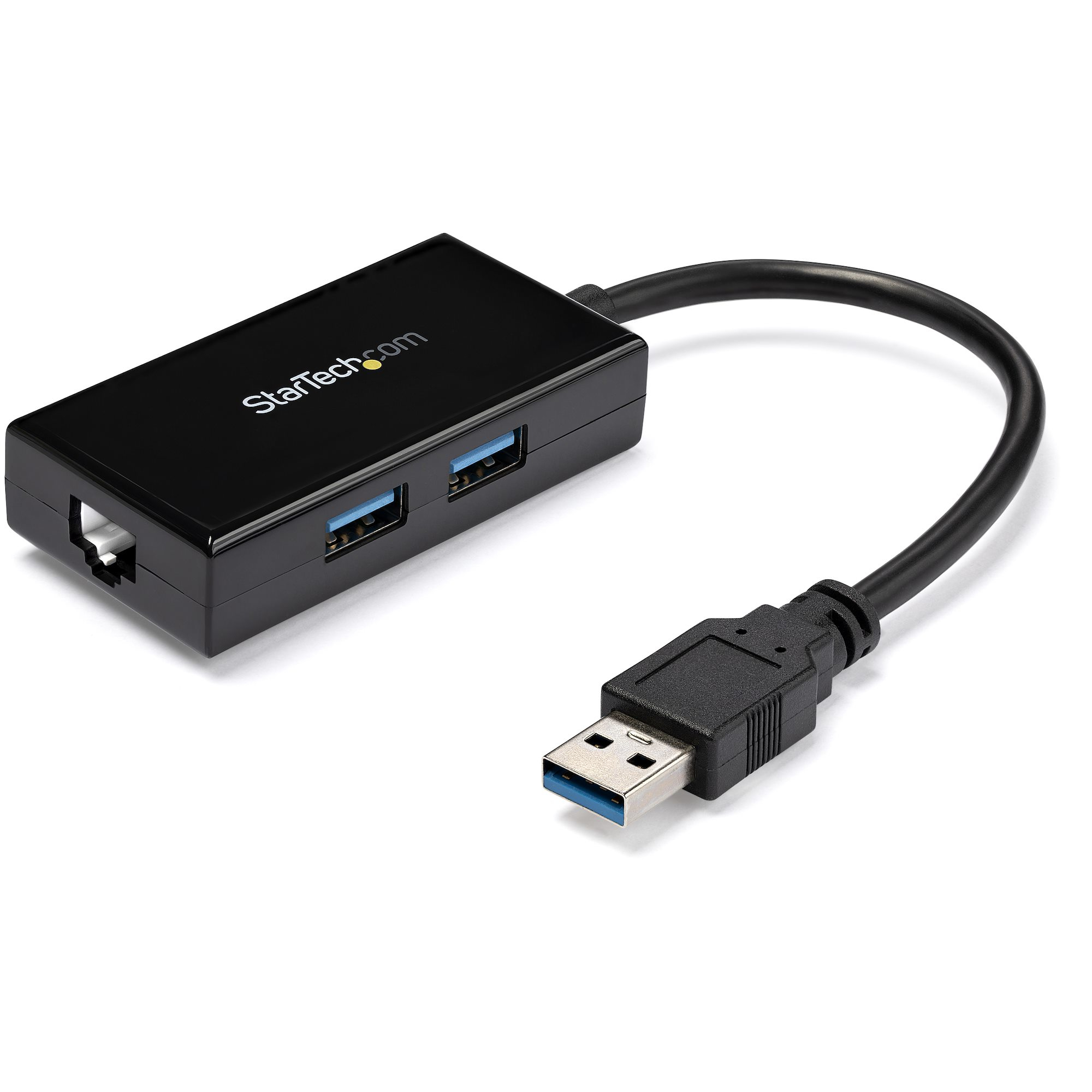 Sieťový adaptér StarTech.com USB 3.0 na gigabitový sieťový adaptér s 2-portovým rozbočovačom USB - natívna podpora ovládačov (Windows, Mac a Chrome OS) - sieťový adaptér - USB 3.0 - Gigabit Ethernet x 1 - čierny