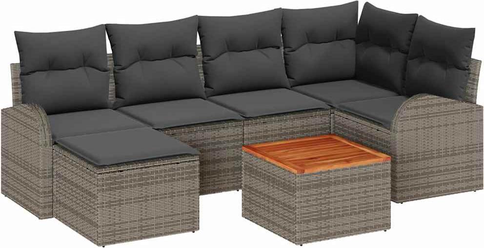 vidaXL Záhradná sedacia súprava 7 ks sivá