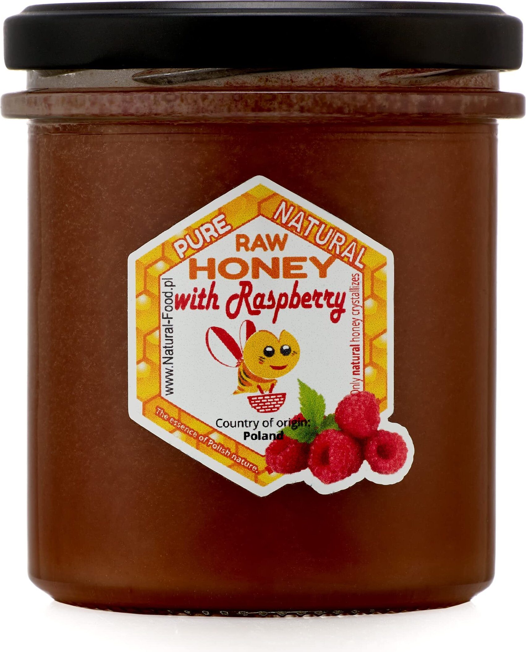 NATURAL FOOD Honig mit Zusatz von Gefriergetrockneten Früchten - für Desserts Süßspeisen Aromatisierte Tees n - Gewicht 430 g - mit Himbeeren